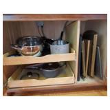 Kitchen Cabinet Assortment of Cookware and Bakeware