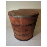Wooden Stave Barrel with Lid and Metal Hoops