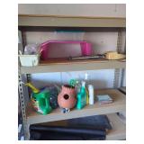 Assorted Shelf Contents with Gardening Supplies and Miscellaneous Hardware