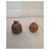 Ceramic Honey Pot and Creamer Set with Bee Motifs
