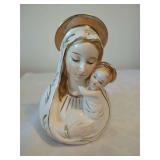 Ceramic Madonna and Child Planter with Gold Accents