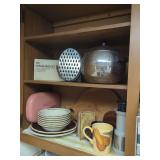 Kitchenware Assortment Including International China Stoneware Bowls and Stainless Steel Server