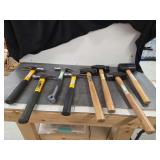 Assorted Hammer Lot Including Claw Hammers and Mallets