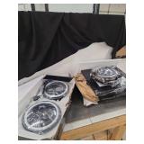 Set of Three LED Headlights with Halo Rings