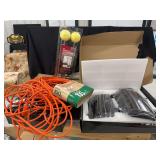 Assorted Automotive and Workshop Accessories Lot Including Trailer Alignment Kit and Power Cord
