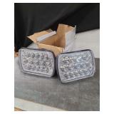 Pair of Rectangular LED Headlights with Wiring Harness
