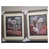 Framed Still Life Rose Paintings by M. Laughlin, Set of 2