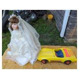 The Wimbledon Collection Porcelain Bride Doll and Mattel 1979 California Barbie Toy Car Lot