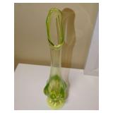 Chartreuse Art Glass Ewer with Stylized Base
