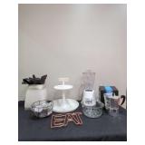 Kitchenware Assortment Including Oster Blender Zulay Moka Pot and Utensil Crock