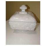 Fenton Milk Glass Covered Candy Dish