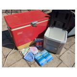 Coleman Metal Cooler and Igloo Plastic Cooler with Party Accessories and Ice Packs