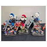 Collection of Motorcycle Riding Holiday Figurines and Bear Statues