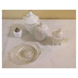 Milk Glass Assortment with Lighter and Citrus Juicer