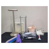 Bathroom Accessories Collection with Floor Stand, Scale, and Organizer Baskets