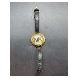 Michael Kors MK-2392 Gold-Tone Stainless Steel Watch with Black Leather Strap