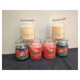 Assorted Scented Jar Candles Including Guild House Cookie Crunch Biscuit and Patriot Candles Holiday Wreath and Pumpkin Spice