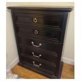 Dark Wood Finish 5 Drawer Chest of Drawers
