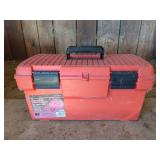 Popular Mechanics 19-Inch Red Plastic Tool Box with Assorted Hand Tools and Sockets