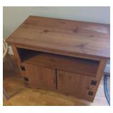 Wooden Media Console Cabinet with Open Shelf and Double Doors