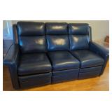 Blue Leather Power Reclining Sofa