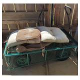 Teal Metal Mesh Garden Cart