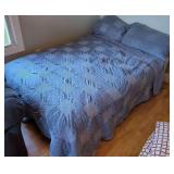 Blue Quilted Bedspread Set with Shams