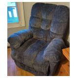 Blue Fabric Reclining Armchair with Plush Cushions