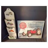 Metal Ford Tractor Sign and Metal Wall-Hanging Mail Organizer