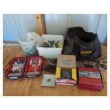 Assorted Hardware, Bits, and Power Inverter & Bag