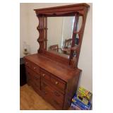 Wooden Dresser with Attached Mirror