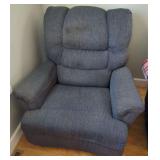 Blue Textured Fabric Recliner Armchair