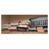 Assorted Bathroom Towels and Laundry Basket