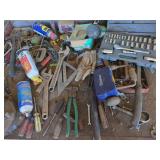 Assorted Tool Lot Including Sockets, Hammers, Wrenches, and Hardware