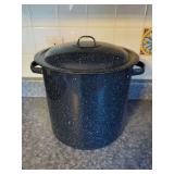 Enamelware Speckled Blue Canner Pot with Lid