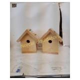 2 bird houses natural wood