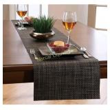 Vinyl 13" x 72" Woven Basketweave Tobacco Runner