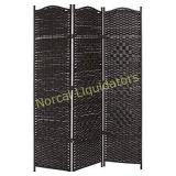 MyGift Wood & Bamboo Woven 3-Panel Room Divider,
