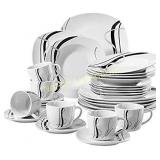 VEWEET 30-Piece Ceramic Tableware Sets Black