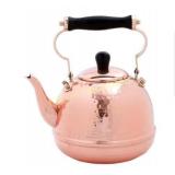 2 Qt. Hammered Solid Copper Tea Kettle with Wood