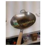 Carbon Steel Round Bottom Pow Wok with Wooden