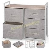 5-Drawer Storage Organizer Unit with Fabric Bins