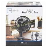 Mainstays 6 Inch Desk/Clip Fan 2 In 1. Like new