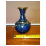 Cloisonne Brass Vase 6.25 in Tall about 4 in