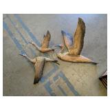 SET OF 3 LARGE CARVED DISTRESSED WOOD WATERFOWL
