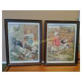 PAIR VTG C.M Burd Framed Illustration PRINTS