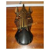 CARVED WOOD ZEBRA WALL PLAQUE MADE IN KENYA 8.5"