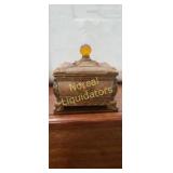Footed Decorative Box with Intricate Gold Details