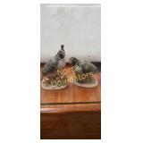 Pair of Lefton Quail With one Head Plume Hand