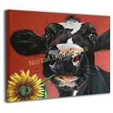 Kingsleyton Rustic Funny Black Farm Cow Sunflower